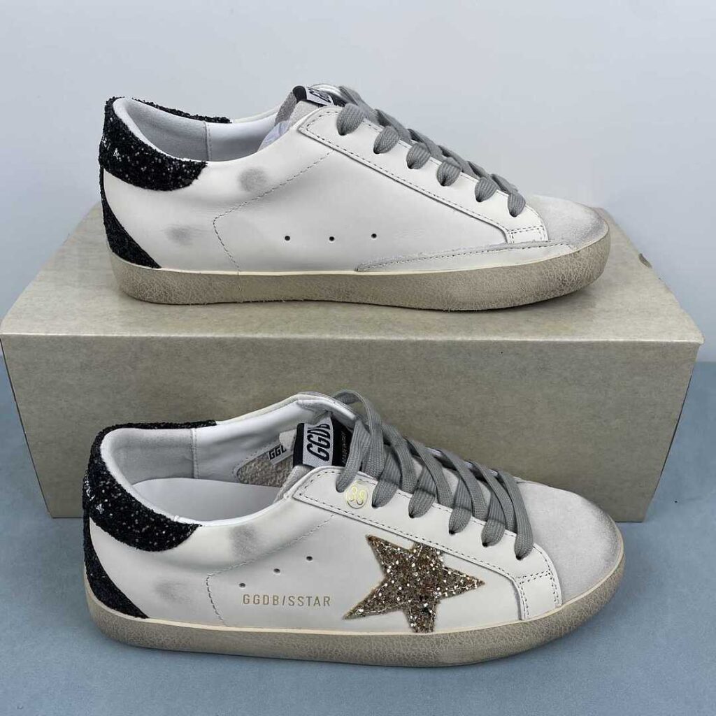 Golden Goose G36WS602.A1 White Black Gold glitter